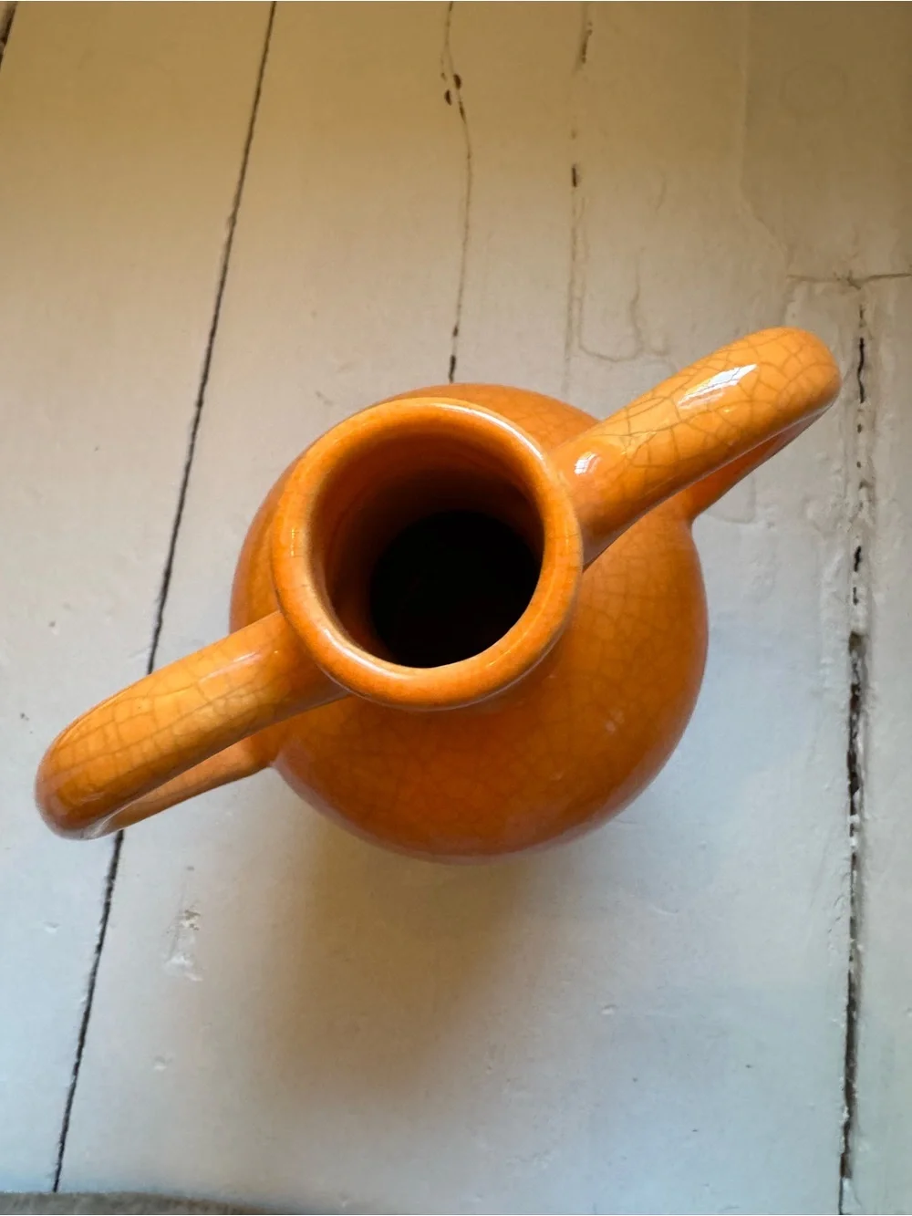 Orange Double-Handled Ceramic Vase